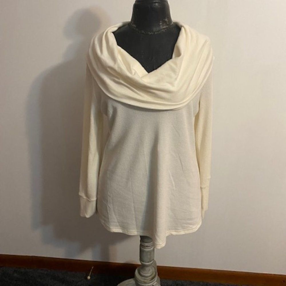 a.n.a Cream Knit Cowl neck sweater, size XL